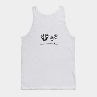 Twin baby girl and boy hand and foot print black and white Tank Top